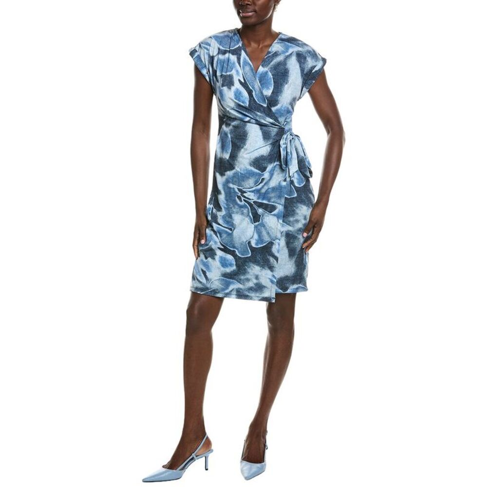 Anne Klein Womens  Classic Wrap Dress, Blue
